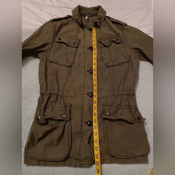 Olive Green Military Style Free People Utility Jacket - Picture 9 of 9